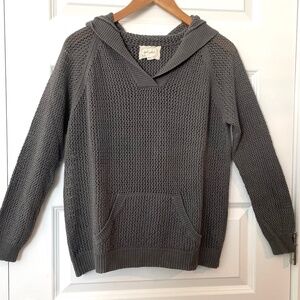 Gray Linen Blend knit Hoodie Sweater
